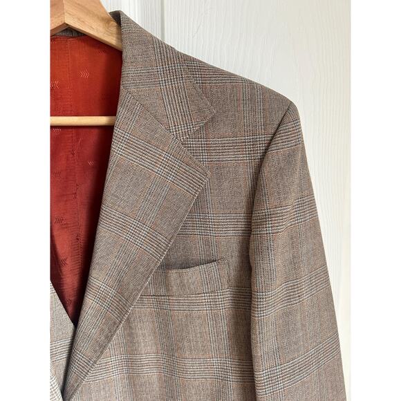 Vintage 1970's Plaid Brown Men's Sport Coat and Vest Set Size Large - Picture 9 of 9